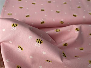 Poplin - med honning bier i lyserød